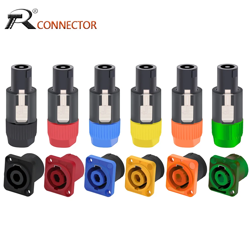 1set Speakon Audio Cable Connector Twist Lock 4Poles Male Plug Female Panel Mount Socket Speaker Adapter for Amplifier Speakon