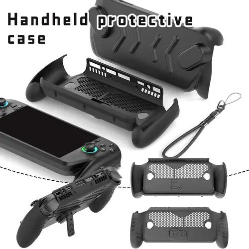 Imagen 1 del producto Para ROG Ally/X todo incluido Anti caída cubierta protectora de mano TPU con soporte trasero cubierta protectora de carcasa dura antideslizante