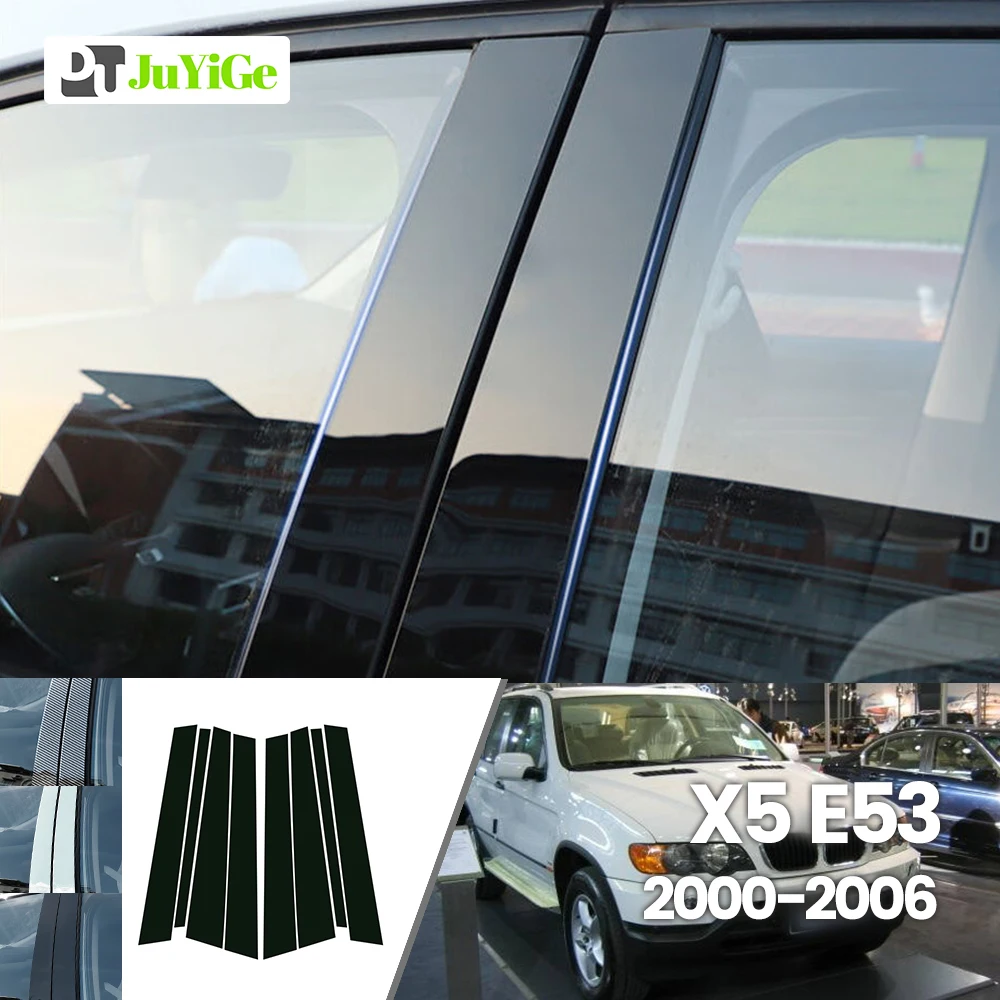 

For BMW X5 E53 2000-2006 2001 2002 2003 2004 2005 Bright Black Carbon Fibre Window Door B C Sticker