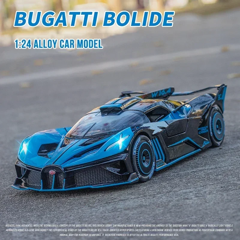 1:24 Bugatti Bolide Alloy Sport Car Model Diecasts & Toy Metal Super Car Model Simulation Sound Light Childrens Gift