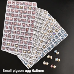 6x8mm Pointed Bottom Small Pigeon Egg Mixed Color Nail Art Rhinestone K9 Glass Crystal Oval 3D Manicure DIY Decoration