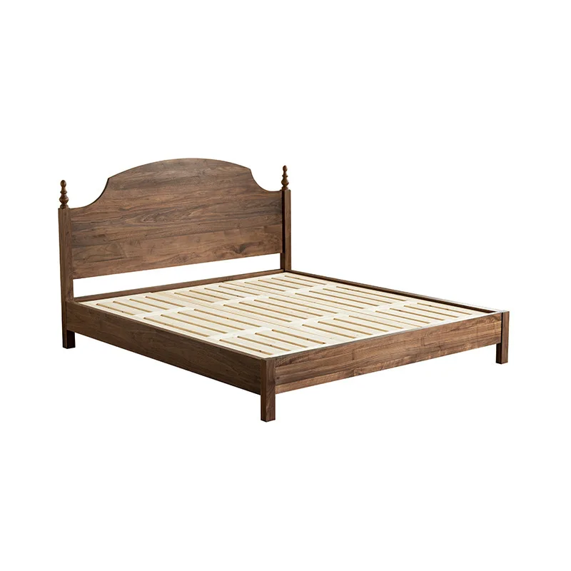 

North American black walnut full solid wood bed, master bedroom 1.8 meters double bed, Nordic modern simple small apartment