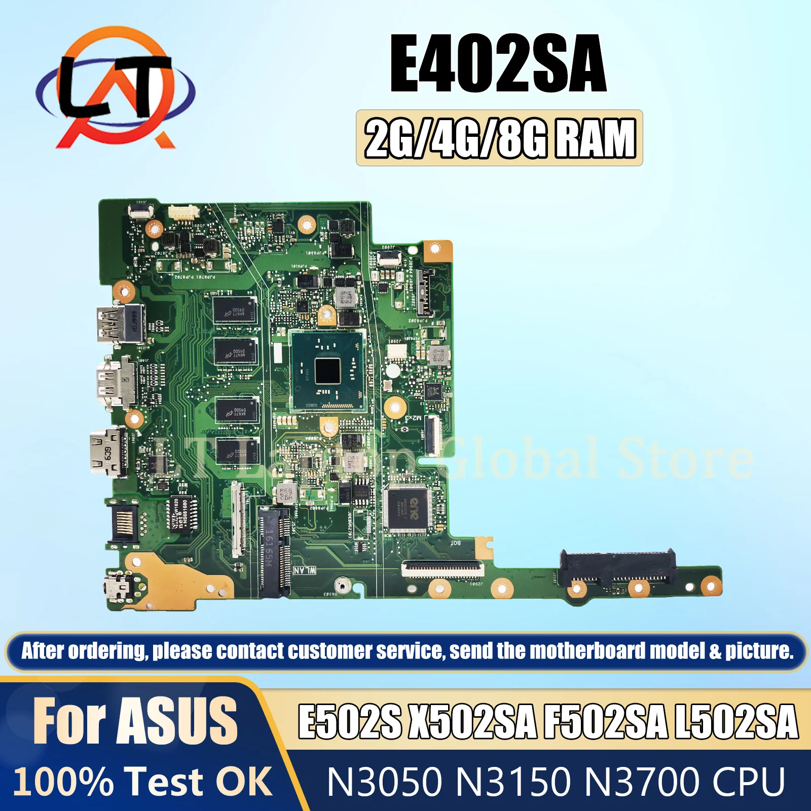 

E402SA E502SA Notebook Mainboard For ASUS E402S X502SA F502SA L502SA Laptop Motherboard N3050 N3150 N3700 2G/4G/8G-RAM