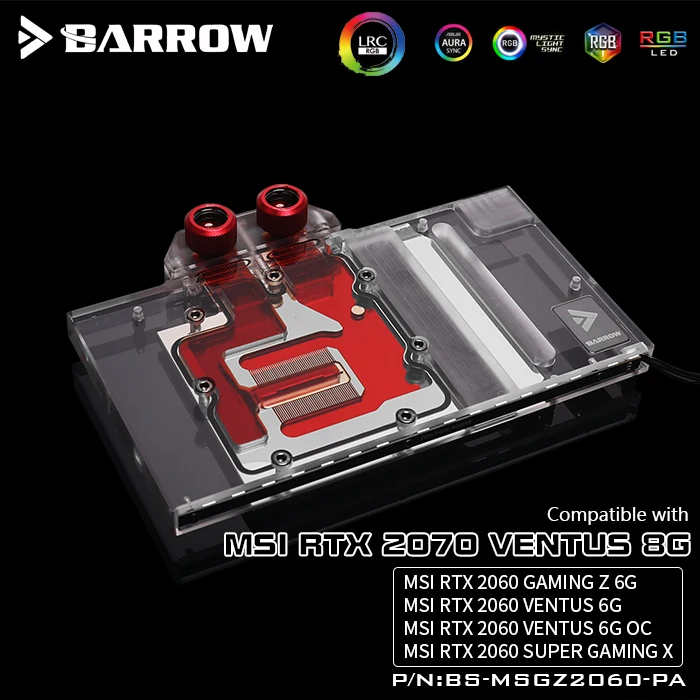 

BARROW Water Block use for MSI RTX2060 GAMING Z 6G / RTX2060/2070 VENTUS 6G /6G OC / Full Cover GPU Block / 5V 3PIN Header A-RGB