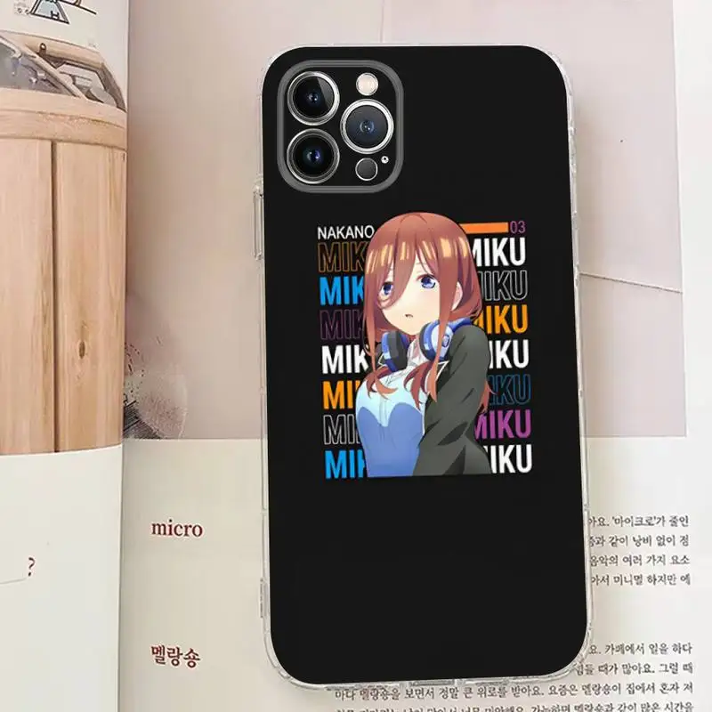 Nakano miku Anime Phone Case For iPhone 14 11 12 13 Mini Pro XS Max Cover 6 7 8 Plus X XR SE 2020 Funda Shell