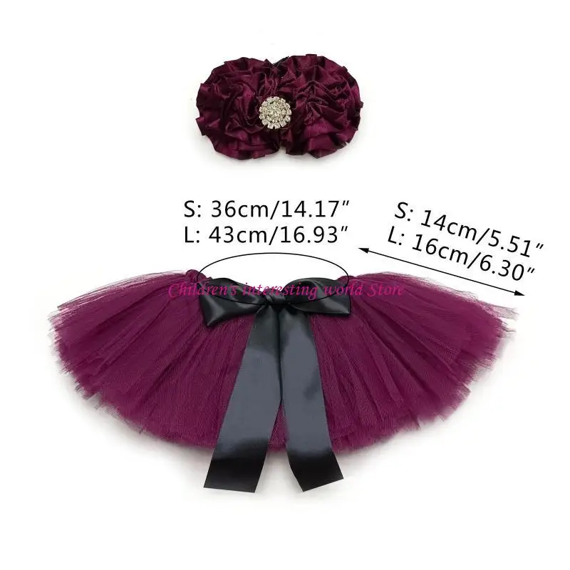 2 PCS Recién nacido Fotografía Atendas Baby Tul Tutu Faldas Set banda para diademas Photo Lindo Flower Hair Band