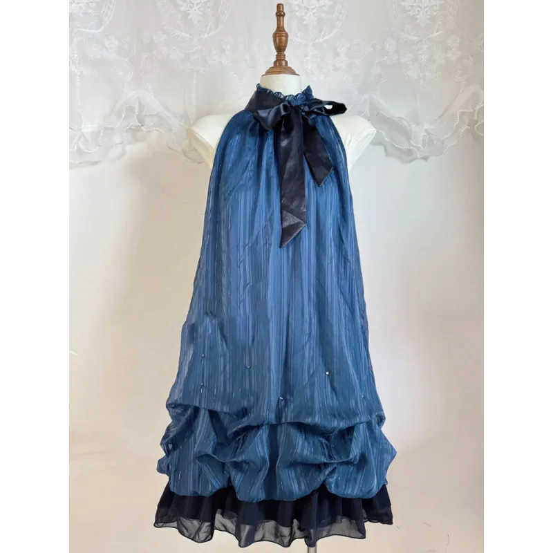 

bow dress, sleeveless suspender skirt, thin waist