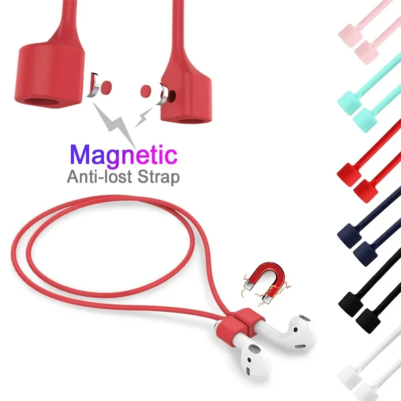 Magnetic Anti-lost Rope Strap Silicone Earphones String For Airpods 4 3 2 1 Wireless Bluetooth Headphone Neck Straps Accessories