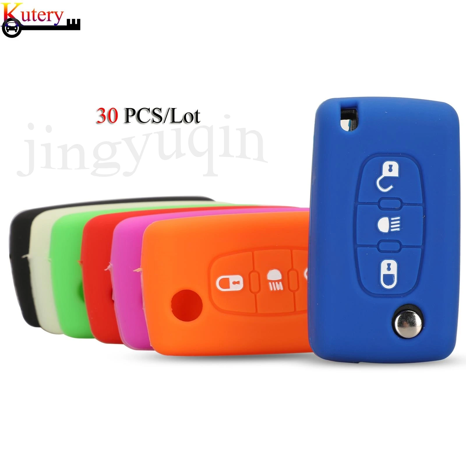 

jingyuqin 30PCS/Lot Silicone Rubber Cover Case For Citroen C3 C4 C4L C5 C6 For Peugeot 207 307 308 407 408 Key Protecor 3Buttons