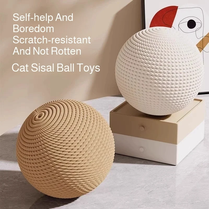 Pet Cat Toy Balls, 8cm Sisal Balls, Biting Toys, Scratch-resistant and Boring Cat Balls, with Sound-pet Products. - view 2