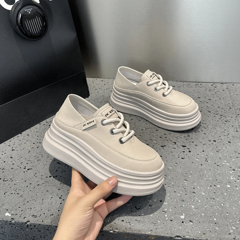 Picture 6: Womens Platform Slip On Mule Sneakers Hidden Heel Lift Lace Up Casual Shoes In Multiple Colors Daily Wear Comfortable Versatile