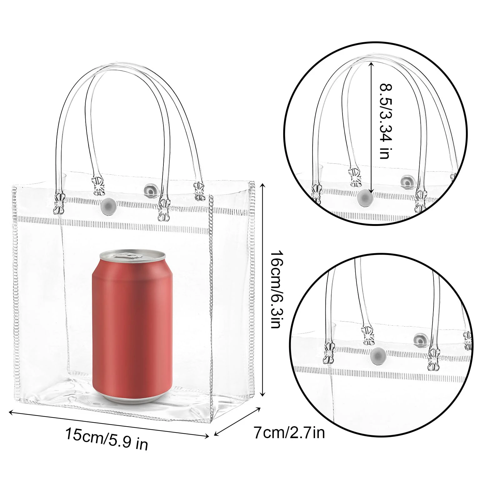 Borsa impermeabile Tote trasparente da 100 pezzi borsa a tracolla riutilizzabile in PVC trasparente borsa a tracolla borsa da viaggio ecologica