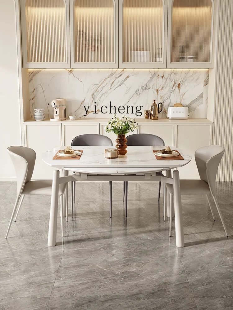 

LX Dining Table and Chairs Rock Board Household Round One Table Four Chairs Small Apartment