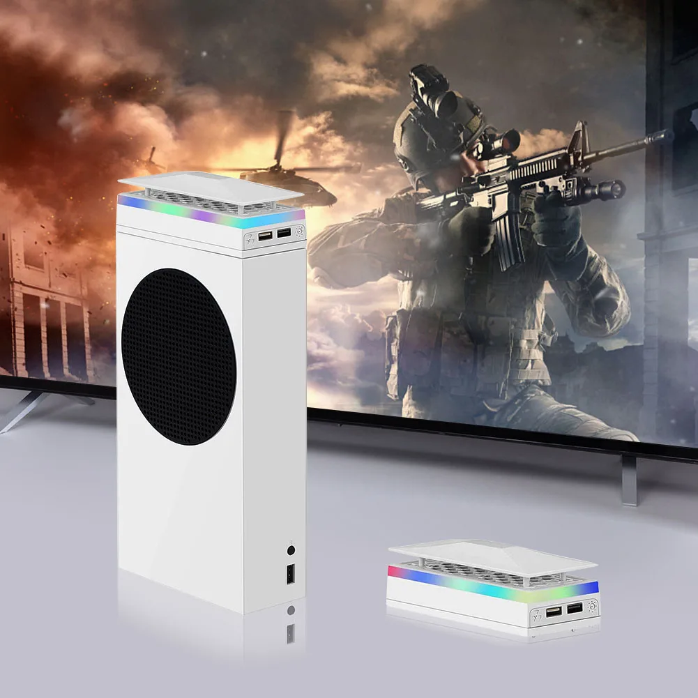 

Охлаждающий вентилятор для игровой консоли, 3-скоростной регулируемый верхний охлаждающий вентилятор, USB-порт для зарядки с атмосферной подсветкой для консоли Xbox Series S