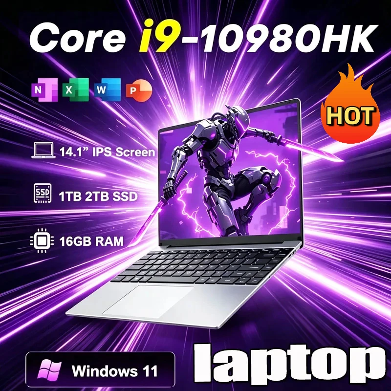 14.1 inch Windows 11 Pro Laptops Intel Core I9-10980HK 16GB RAM 1TB SSD Office Gamer Study Notebook Computer PC