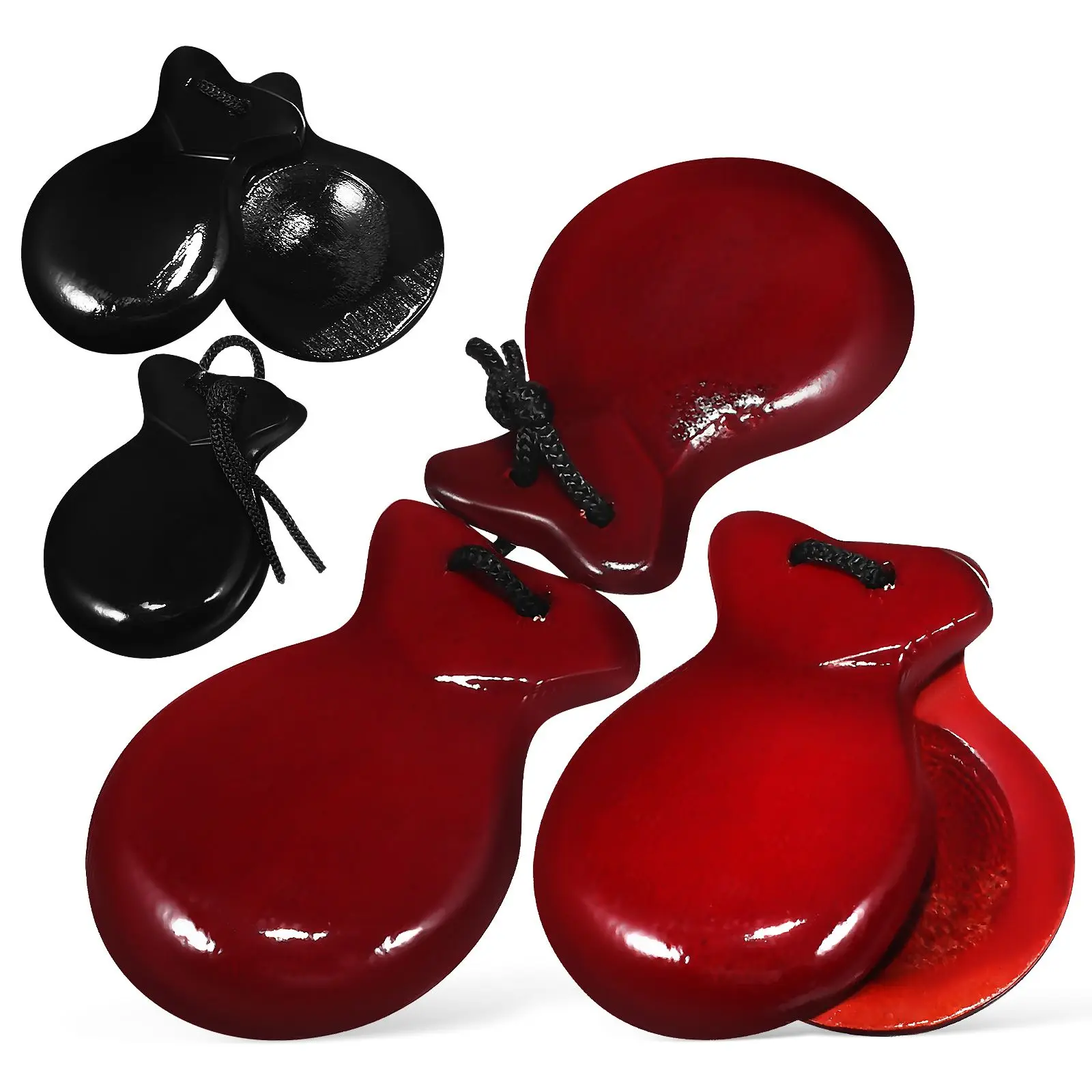 

Wooden Castanets Brown Black Percussion Instruments Musical Small Flapper Handheld For Adults Portable Sturdy Spanish