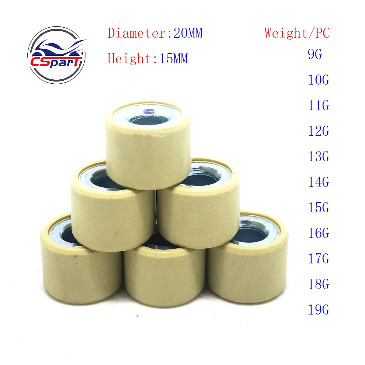 20x15 9G 10G 11G 12G 13G 14G 15G 16G 17G 18G 19G 20G Variator Roller Für PCX 125 150 160 HONDA SPI CLICK VARIO SYM SUZUKI KYMCO – Detail 2