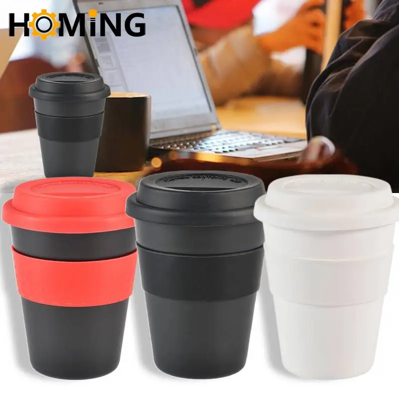 400ml Travel Mug With Silicone Lid Convenient Reusable Heat Insulated Tea Coffee Cup PP Plastic Anti-fall With Non-slip Sleeve