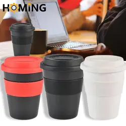 400ml Travel Mug With Silicone Lid Convenient Reusable Heat Insulated Tea Coffee Cup PP Plastic Anti-fall With Non-slip Sleeve