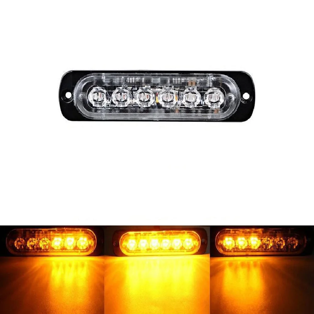 12V 24V Car Led Strobe Light Flashing Emergency lamp 6LED Flash for Truck Trailer Beacon Lamp