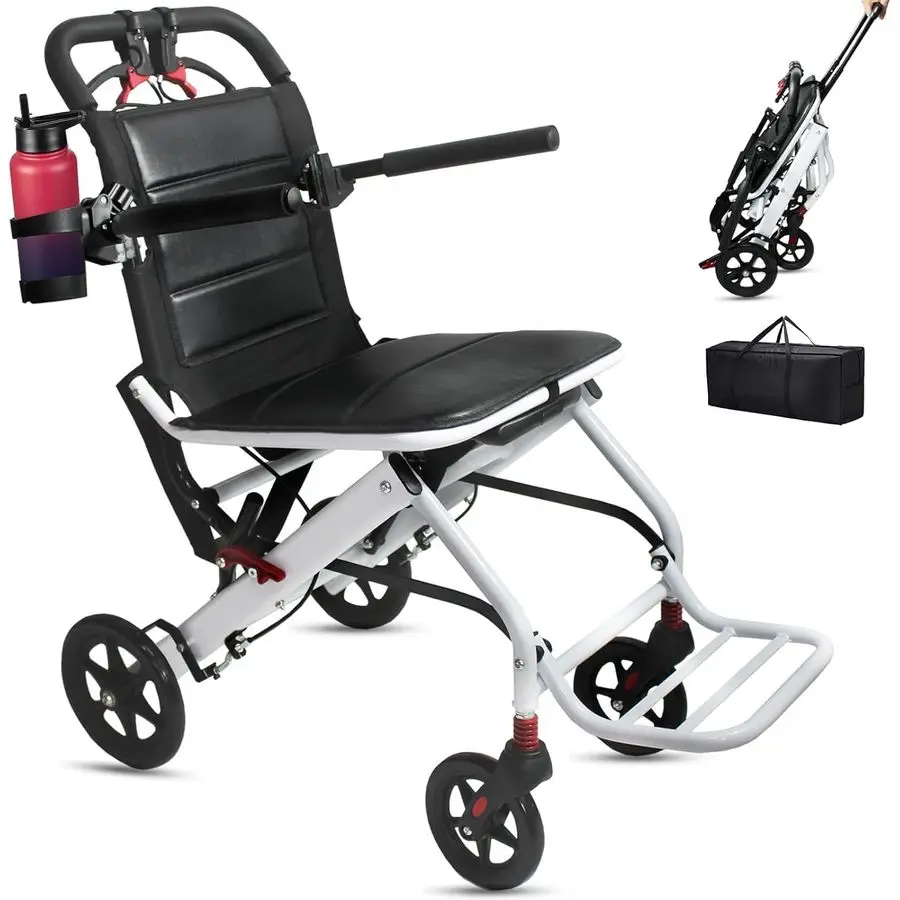 

Легкая складная инвалидная коляска с телескопической ручкой, инвалидная коляска для взрослых, пожилых детей, портативное мягкое транспортное кресло, Ul