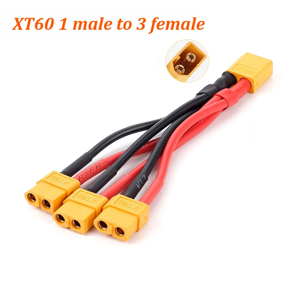 XT60 Parallelle Batterij Connector 3-Way 14AWG Siliconen Draad Mannelijke/Vrouwelijke Dual Extension Y Splitter 100mm voor acculader Motor