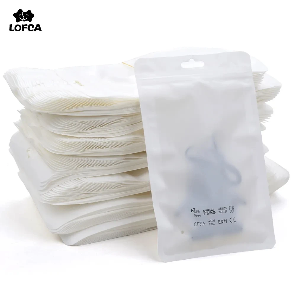 LOFCA 10pcs Plastic Bags Jewelry Packaging & Display Accessory Safety BPA Free Logo Silicone Beads Package Display Bags 2 Sizes