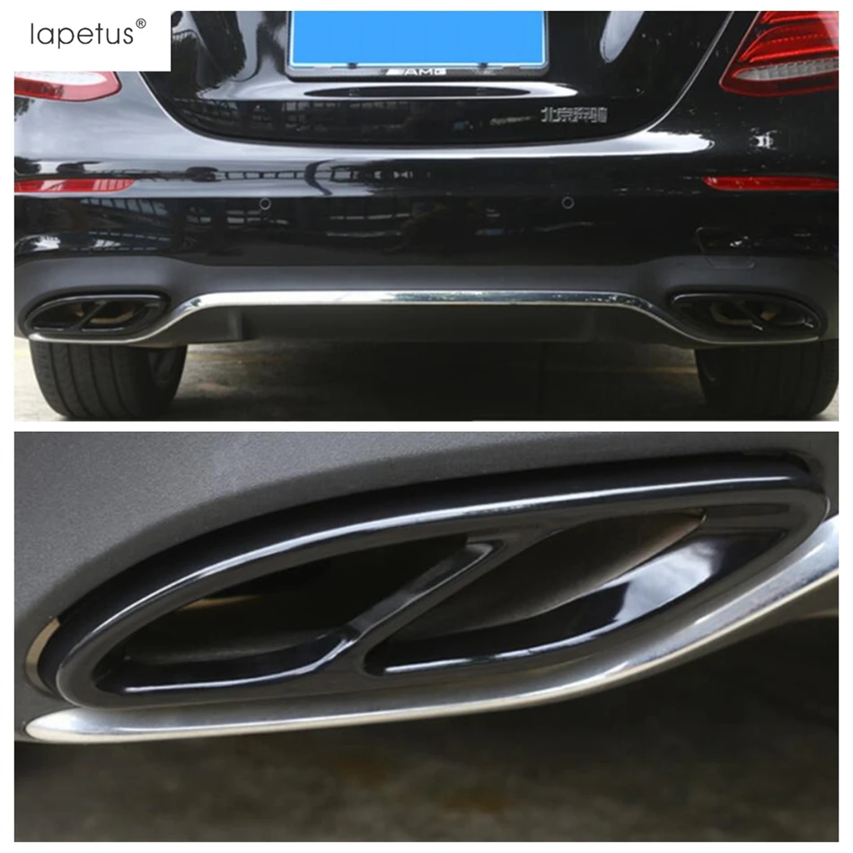 Rear Trunk Tail Exhaust Muffler Tip Pipe Frame Cover  Trim For Mercedes-Benz GLC X253 2016 - 2021 Stainless Steel Accessories