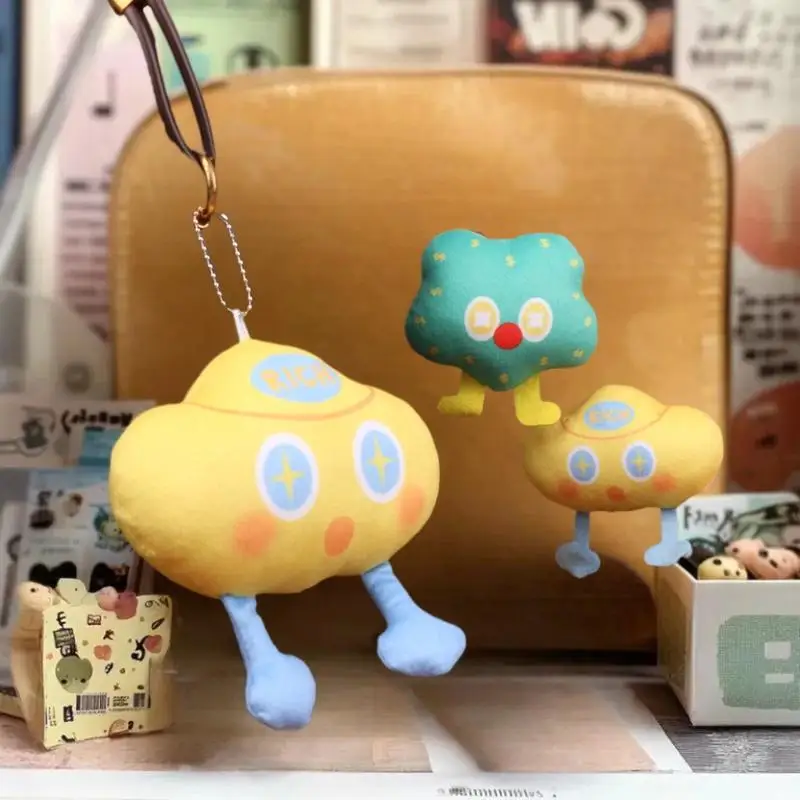 Kawaii Lucky Gourd Ingot Plush Keychain Pendant Cartoon Fortune Tree Stuffed Doll Keyring Bag Charms Bag Hanging Decor Gift