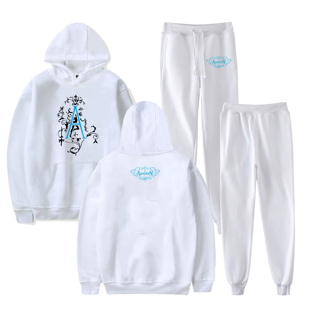 Addison Rae A Logo Hoodies Jogger Calças Conjunto de duas peças Moletons + Calças de moletom Homens Mulheres Conjuntos de roupas da moda