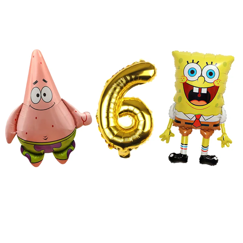 SpongeBob Schwammkopf Charakter-Luftballons Niedliche Cartoon-Partyballons für Jungen Mädchen Geburtstagsfeier-Dekorationen – Detail 6