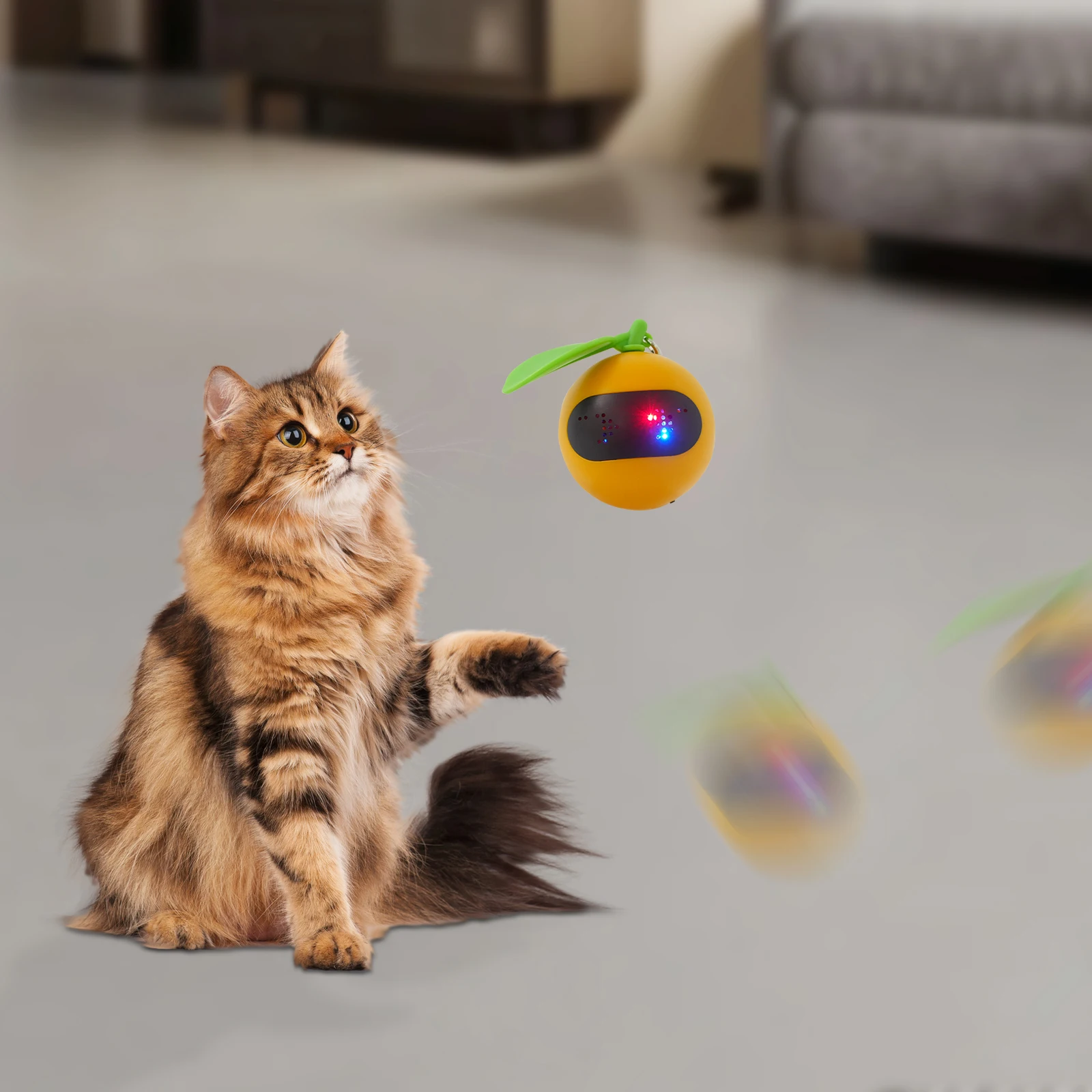 

USB Electric Cat Toy Moving Ball, Plush Mice and Feathers as Additional Toy, DIY N in 1 Pets Intelligent Automatic Teaser