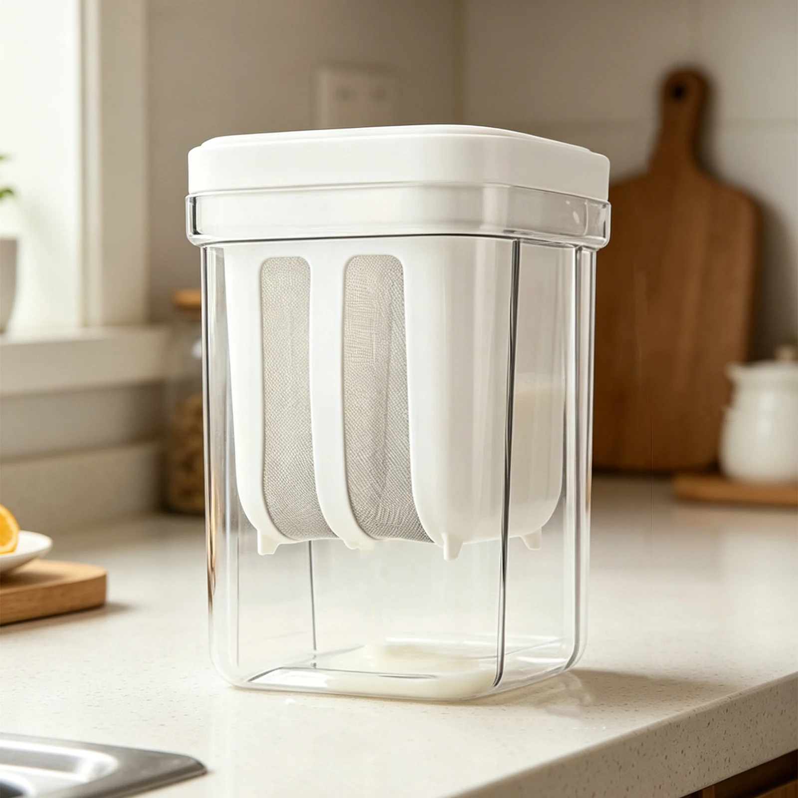 Yogurt Strainer with Lid Yoghurt Filter Reusable Whey Separator Stainless Steel Mesh for Thick Greek Yogurt Berries Soybean Milk