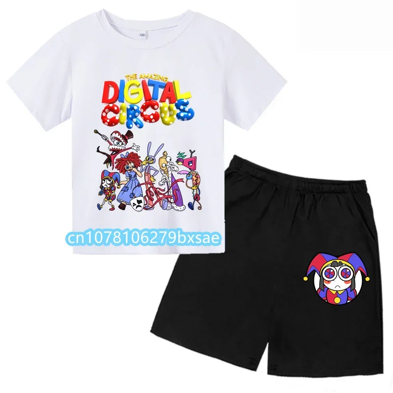 Camiseta de circo Digital para niño y niña, traje de dibujos animados personalizado, camiseta de manga corta, conjuntos de moda para niños y niñas