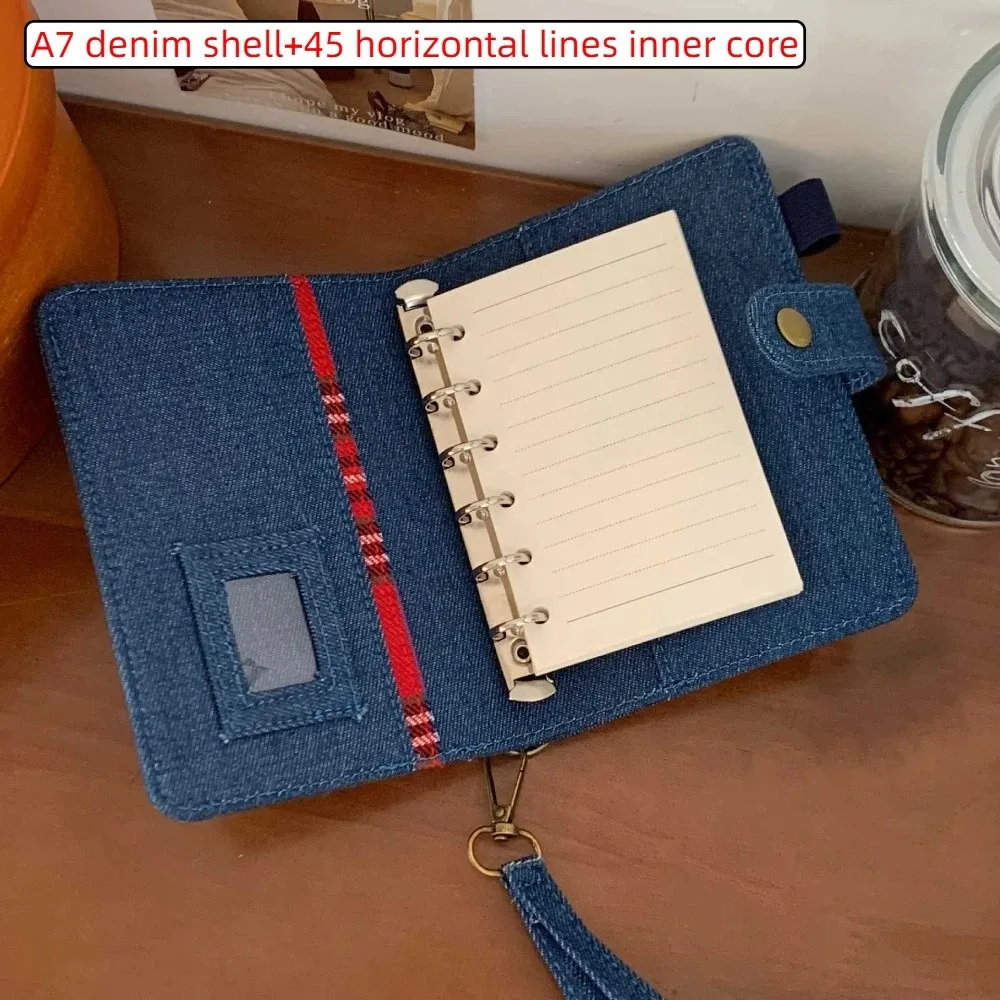 

A7 Retro Denim Notebook Loose Leaf Refillable Handwritten Diary Reusable Casing Thick Paper Planner Journal Notebook Friend