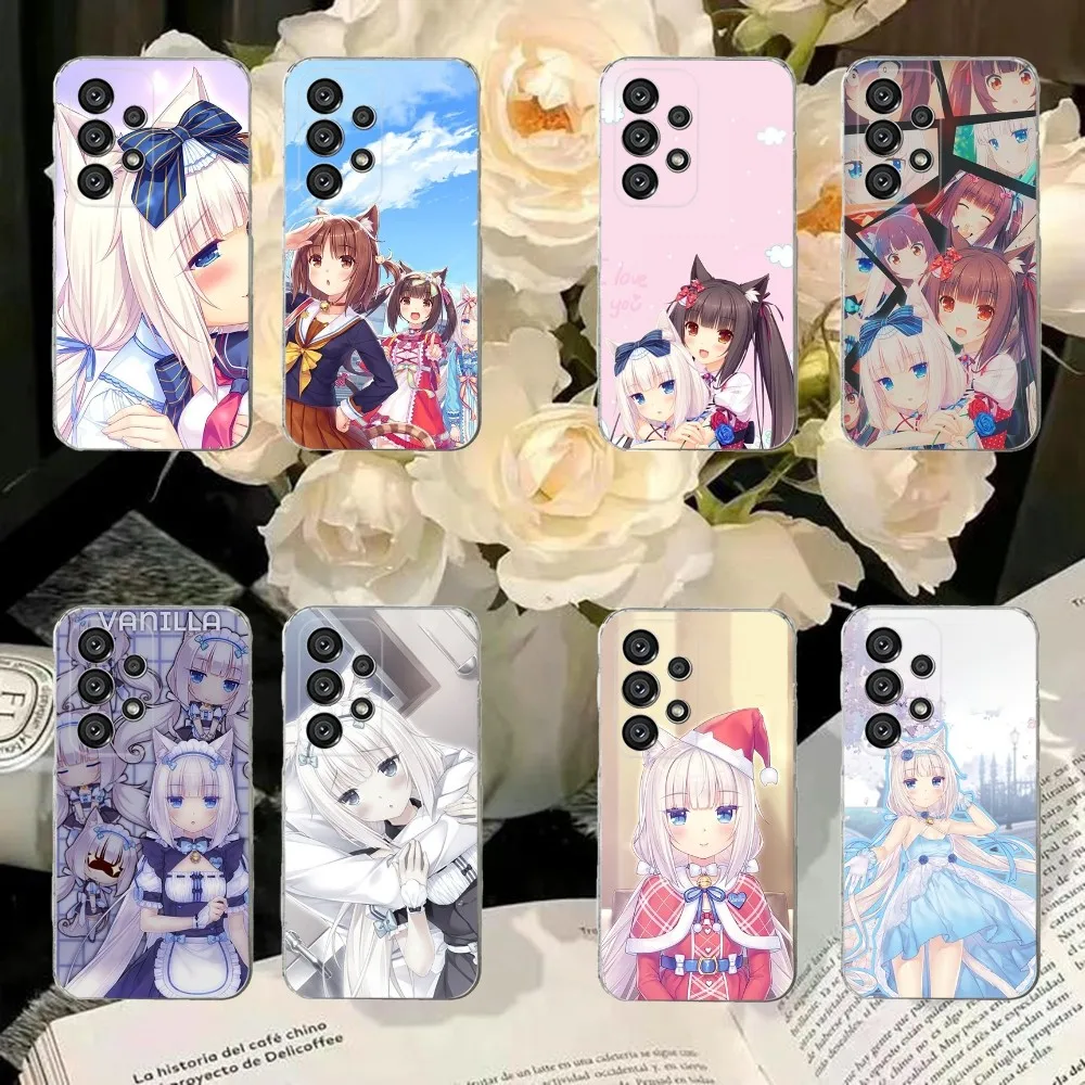 Custodia per telefono Vanilla Nekopara Anime per Samsung S30, S23, S21, S22, S20 Ultra, S20 FE lite, S10, S9, S8 PIus Cover trasparente