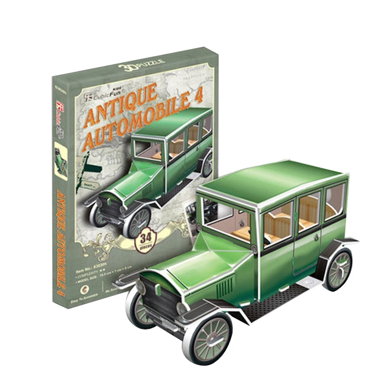 

3D Puzzles Diy Mini Traffic Series Green Antique Automobile Airplane Three-Dimensional Puzzle Children Creative Educational Toy