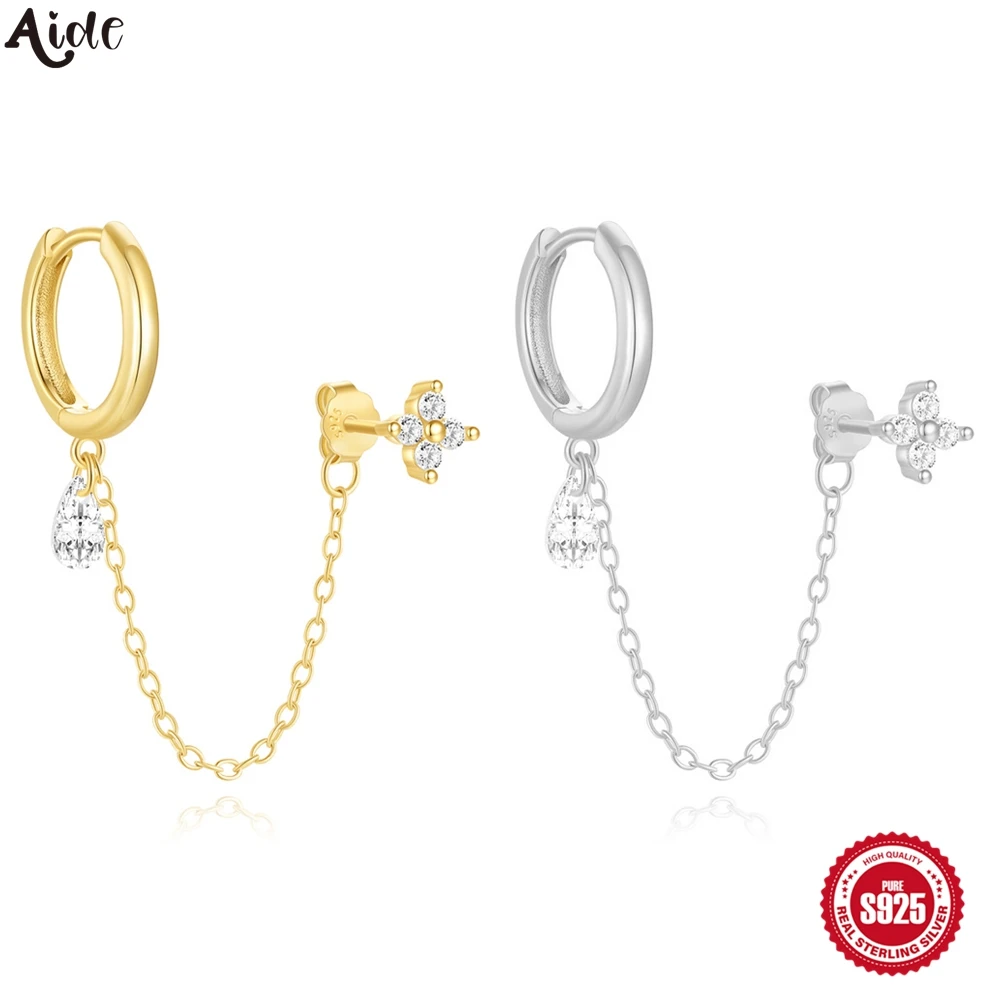 Aide – ensemble de boucles d'oreilles en or pour femmes, en argent 925, Huggie Hoop, en Zircon, pour plusieurs Piercings, bijoux hypoallergéniques