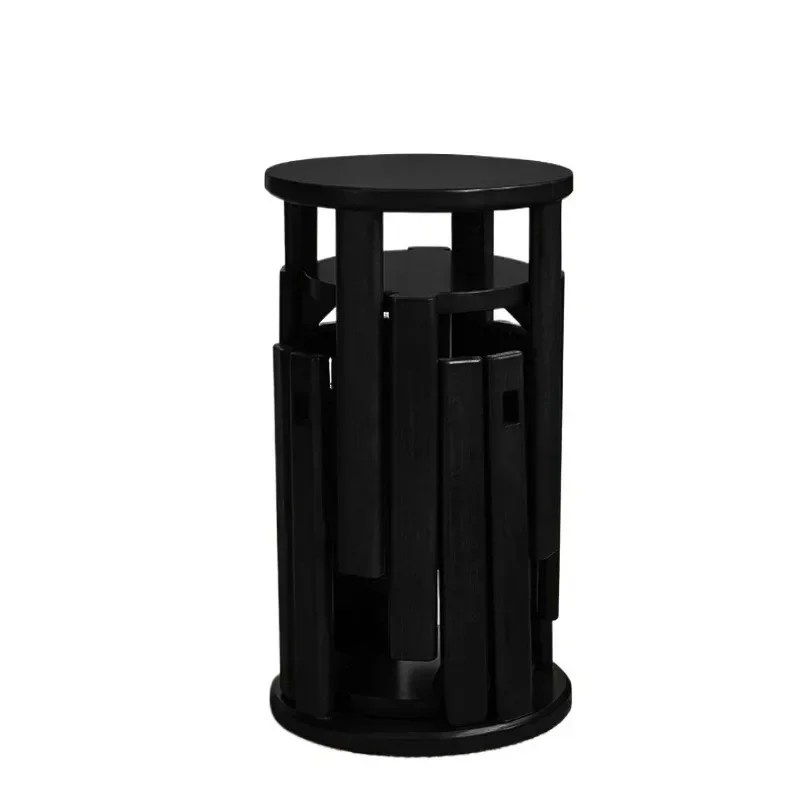 Solid wood round stool household stackable combination  stacked eating dining table  new Chinese stacking music