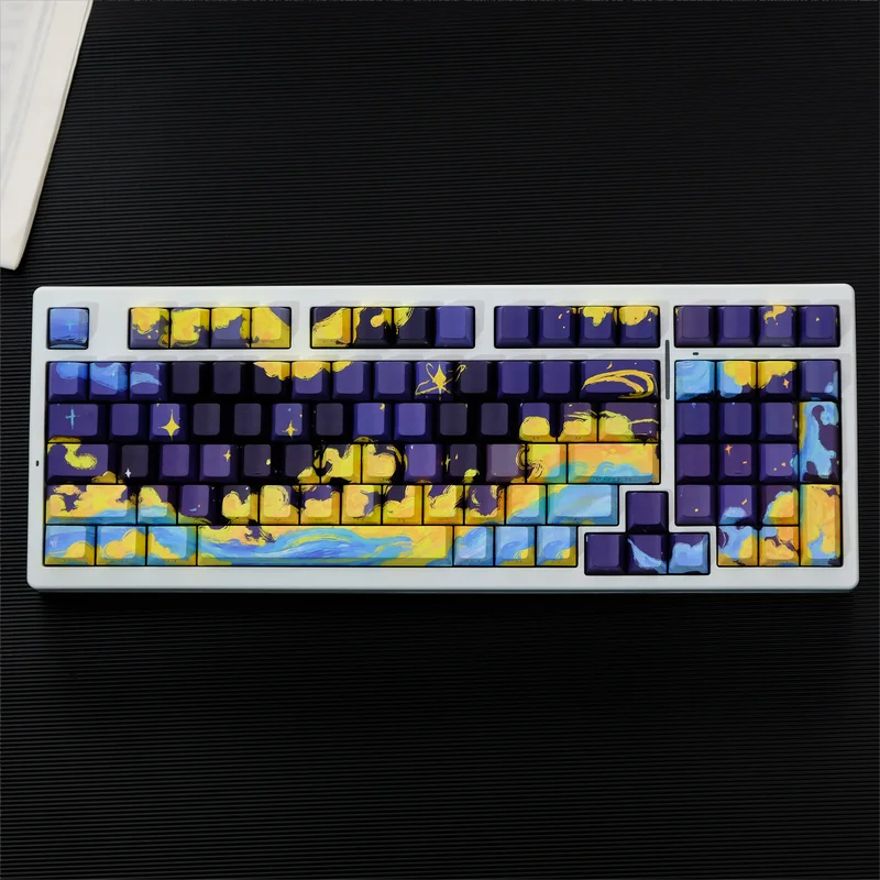 Illusoire Maangod Keycap Kant Gegraveerd Doorschijnend Pbt Fabriekshoogte 130key Twee Kleuren Spuitgieten Mechanische Toetsenbordkap