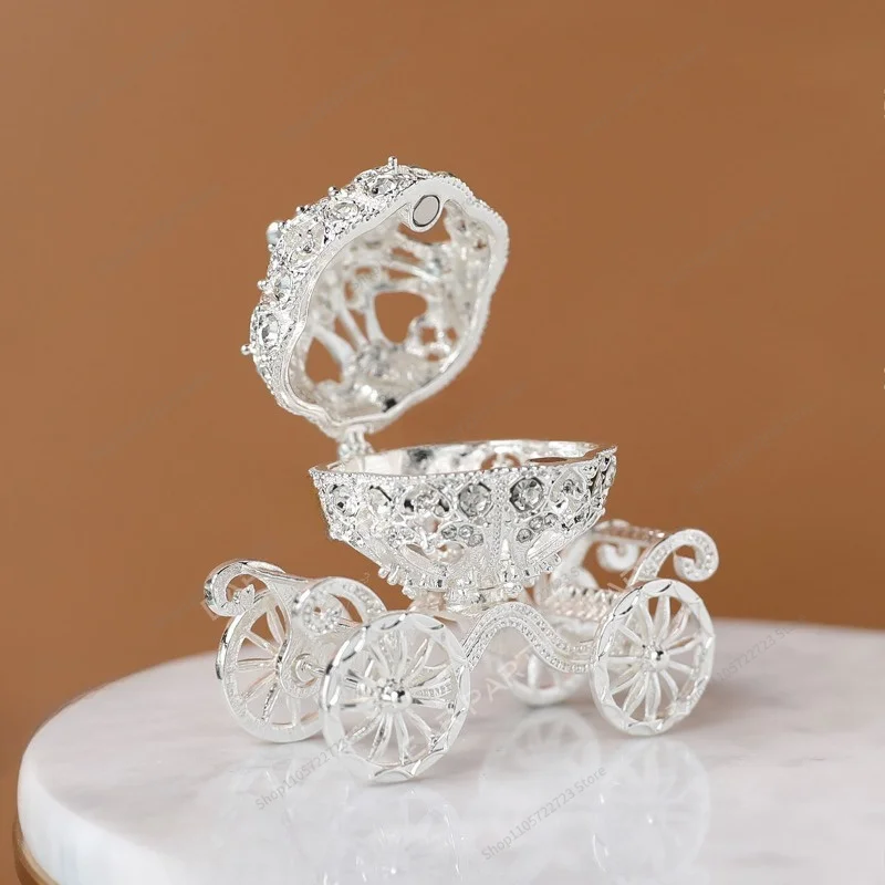 For Silver Pumpkin Carriage, Creative Alloy Jewelry Box, Decorative Ornament