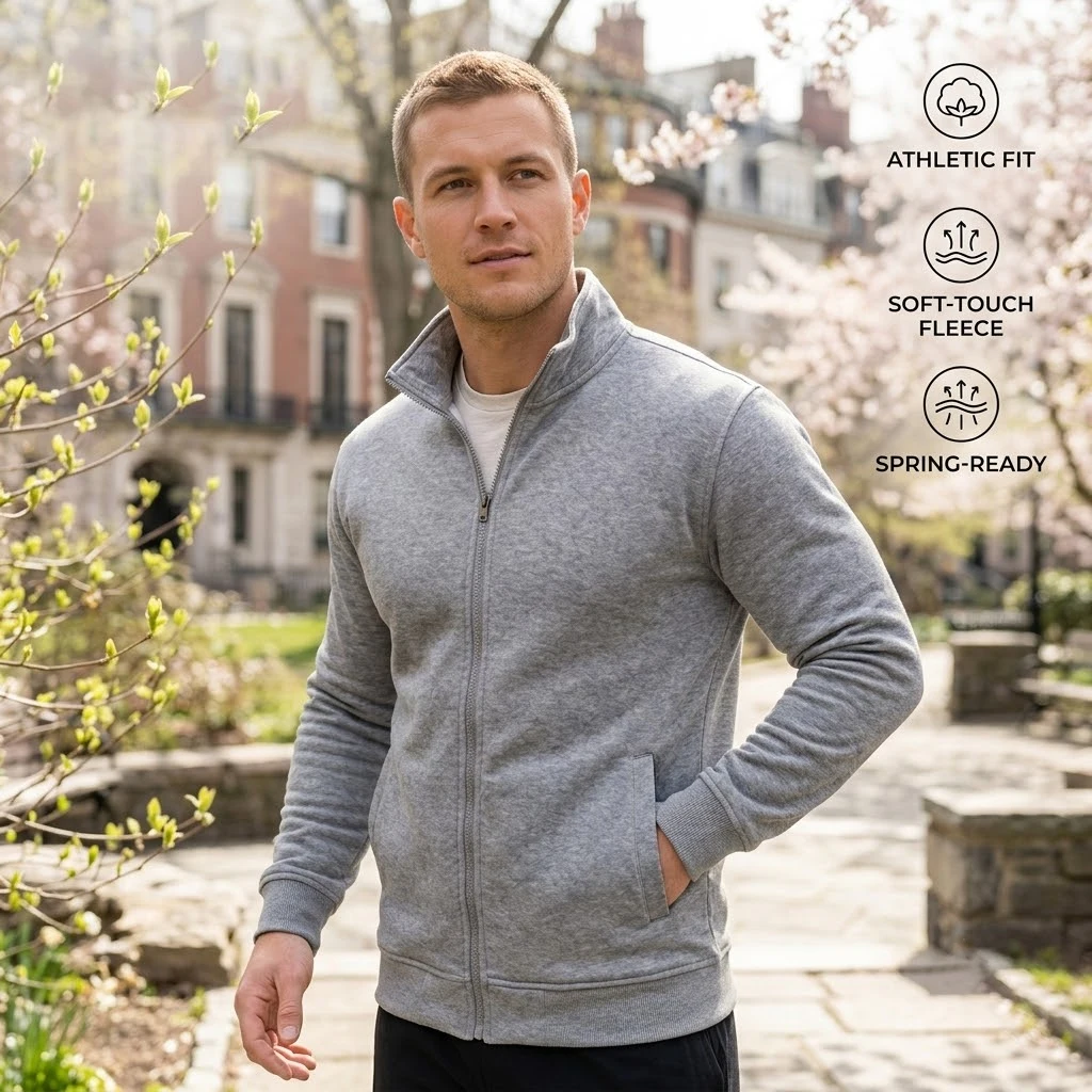 Herren-Sweatshirts mit Reißverschluss, Mock-Neck-Gym-Jacke, leichte Sweatcoats mit Reißverschluss, Outdoor-Sport-Langarm-Freizeitjacke. – Detail 3