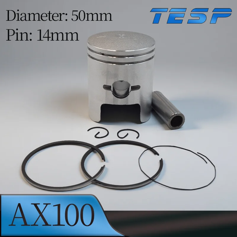 Kit de pistón de 50mm con pasador de 14mm para Suzuki AX100 JinCheng Haojue AX 100 juego de reparación de motor de motocicleta de 2 tiempos 100cc