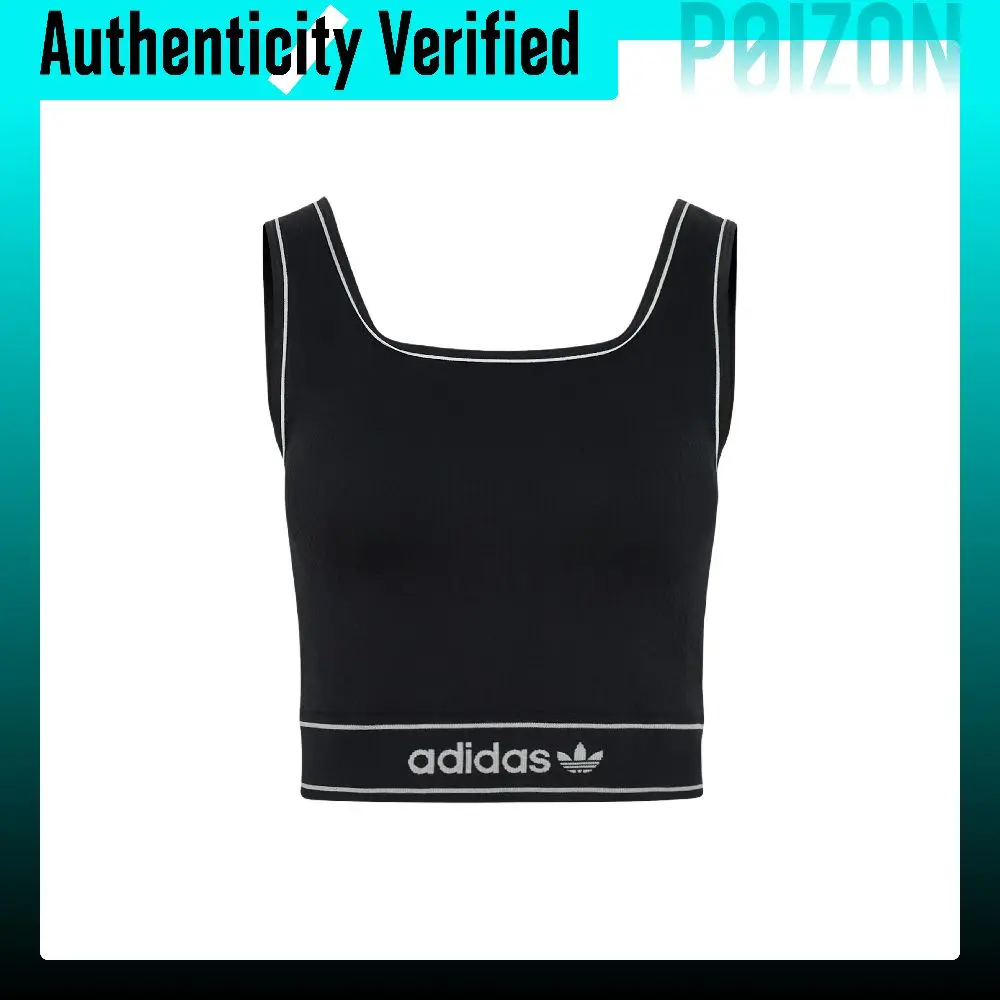 Adidas Originals Top Sleeveless Sports Shirts Women's Black Square Collar Moderate LF4590