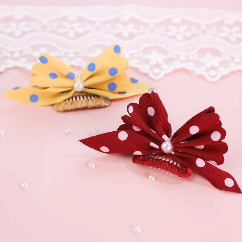 Pet Supplies Pet Hair Decoration Clip Hair Clip Long Haired Cat Teddy Maltese Dog Polka Dot Bow Cat Dog Accessories