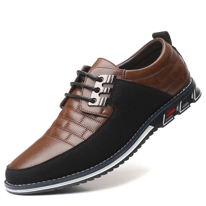 Autumn Winter Casual Shoes Korean Style Trendy Black Bottom Men's Business Leather Shoes Lace-Up Leather Shoes Simple stylish