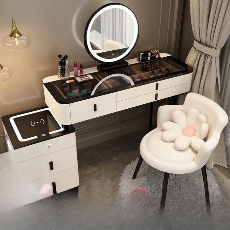 

Bluetooth audio, wireless charging USB interface, Nordic light luxury Internet celebrity ins style makeup table storage cabinet