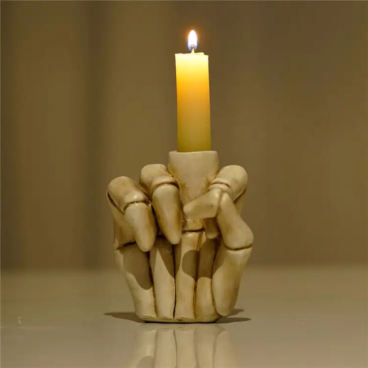 

Забавный вертикальный подсвечник на средний палец, обеденный стол, украшение дома с реквизитом на Хэллоуин, подсвечник