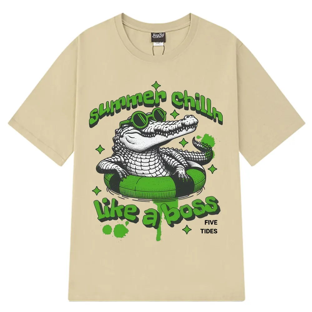 مضحك التمساح مثل رئيس Harajuku الجمالية طباعة تي شيرت رجل امرأة القطن تيز الصيف قصيرة الأكمام فضفاضة الهيب هوب تي شيرت #6