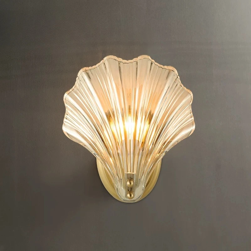 French Designer Wall Lamps Shell Shaped LED Wall Sconces Bedroom Bedhead Homestay Coffee Shop Restaurant Illumination Luminaires